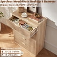 thumbnail image 2 of 5 Drawers Dresser for Bedroom, Boho Fluted Dresser with Wave Panel Design, Modern Wood Chest of Drawers for Living Room & Entryway, Natural Oak, 2 of 8