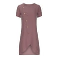 thumbnail image 5 of Casual Summer Dresses For Women Sevevn Women's Fashion Casual Solid Color Button Round-Neck Irregular Dress, 5 of 6