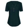 thumbnail image 5 of Aloohaidyvio Shirts for Women,Womens Summer Short Sleeve Shirts Zip Casual Tunic V-Neck Rollable Blouse Tops, 5 of 6