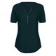 thumbnail image 5 of ICHUANYI Clearance Women's Summer Short Sleeve Zip Casual Tunic V-Neck Rollable Blouse Tops(Green, L) ICHUANYI WER2023080805110, 5 of 6
