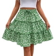 thumbnail image 4 of Ovbmpzd Tiered Womens Summer Dresses Mid-Length Green Flowy Skirts Casual Skirts Casual Skirts,L, 4 of 6