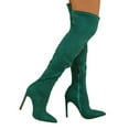 thumbnail image 4 of Stiletto Thigh High Boots for Women Fashion Suede Pointed Toe High Heels Dress Pumps Over-The-Knee Long Boots, 4 of 9