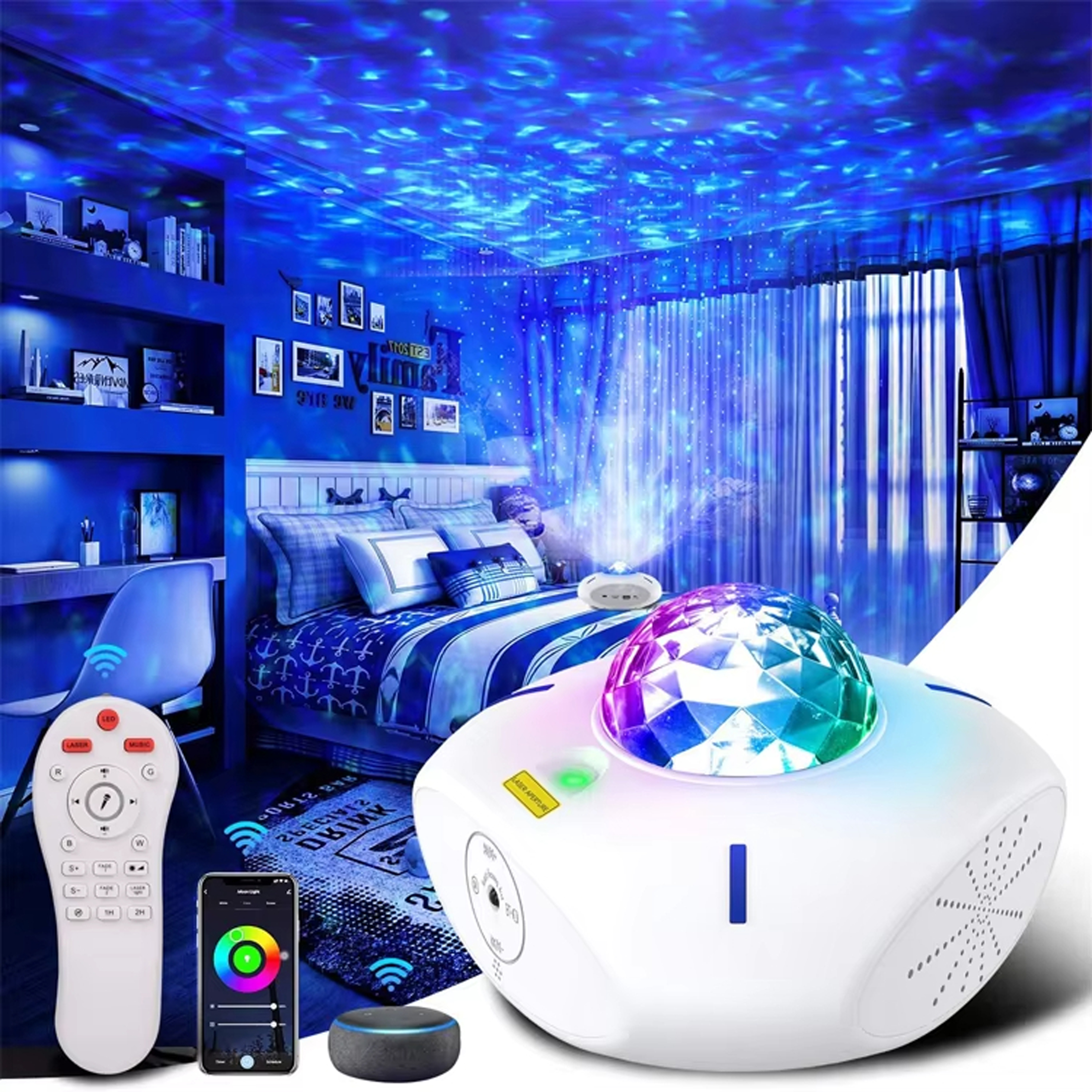 Flower Dance® Smart Led Starry Projector Beam Lights Triangle RGB Wifi Led Bedside Lamp for Baby Kids Plug in Night Light With Tuya App