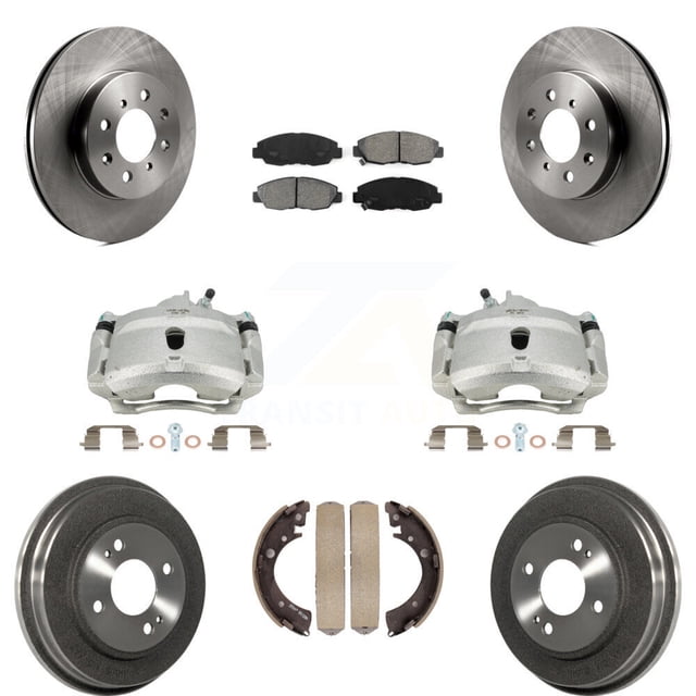 Transit Auto Front Rear Disc Brake Caliper Rotors Drums Semi-Metallic Pads Kit (8Pc) for Car Honda Civic KC8-100820S