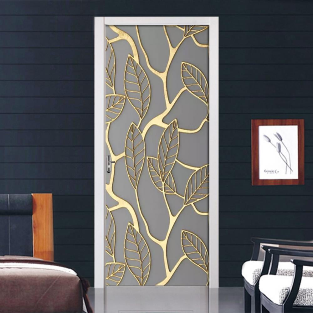 2pcs Door Wall Sticker Self Adhesive Wallpaper Home Decor PVC Decal Door Films 
