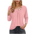 thumbnail image 2 of Mrasaso Up to 60% Off,Women Polyester Top,Women's Fashion 3/4 Sleeved Blouse T-shirt Casual Top,Easygoing and Chic for Casual DaysPink L, 2 of 9