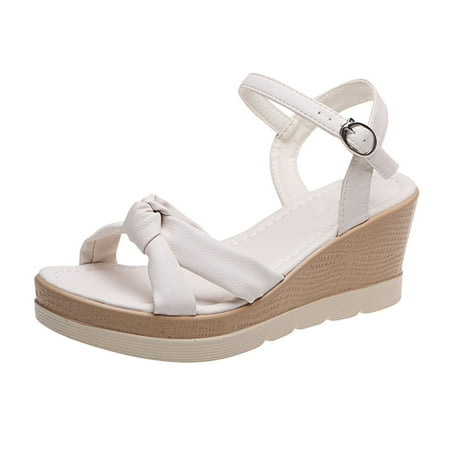 

Ediodpoh Women s Summer Fashion Platform Wedge Clasp Open Toed Sandals Sandals Women White 8.5(41)