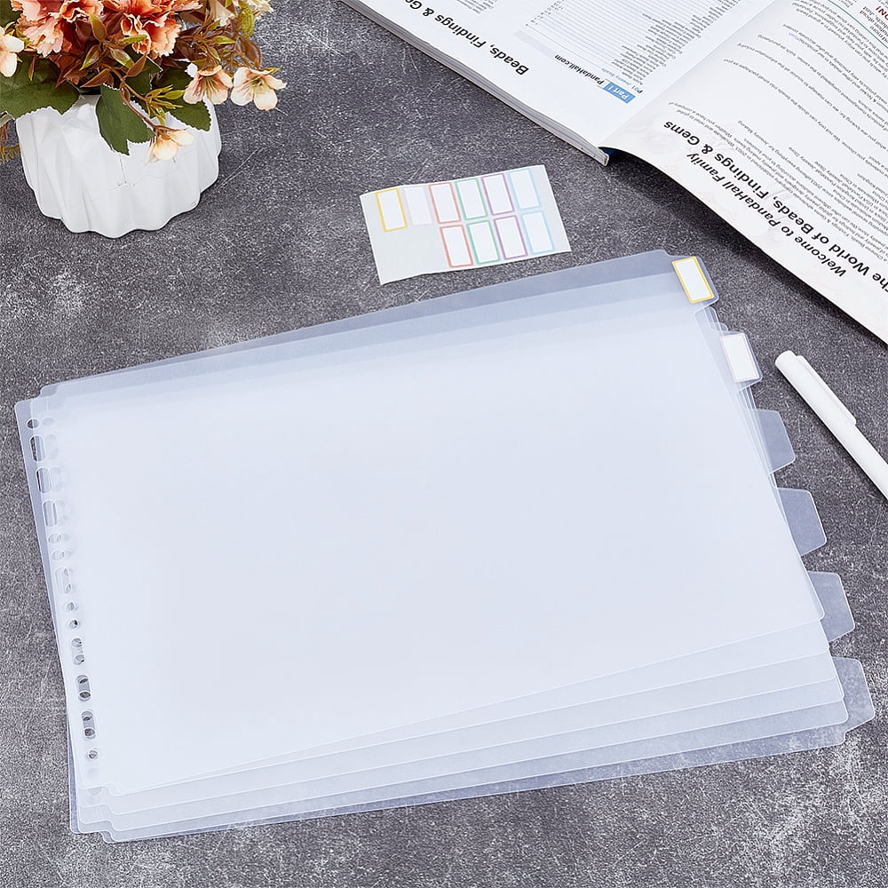Plastic Index Tab Divider Sheets for Discbound Notebooks with Plastic Stickers White 335x222x0.7mm