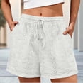 thumbnail image 2 of Lumtrix Shorts for Women Summer Casual Elastic Waist Drawstring Cute Eyelet Boho Lounge Shorts Beach Vacation Pants with Pockets White M, 2 of 8