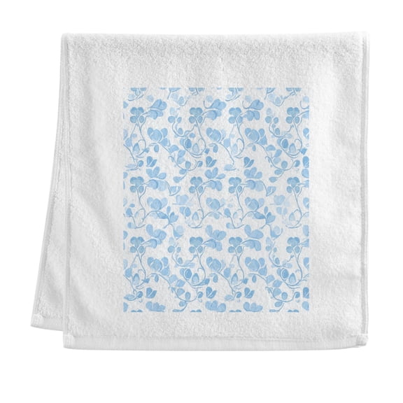 Delicate Blue Blooms Soft Cotton Towel with Vibrant Print, Perfect for Bathroom, Beach, and Travel