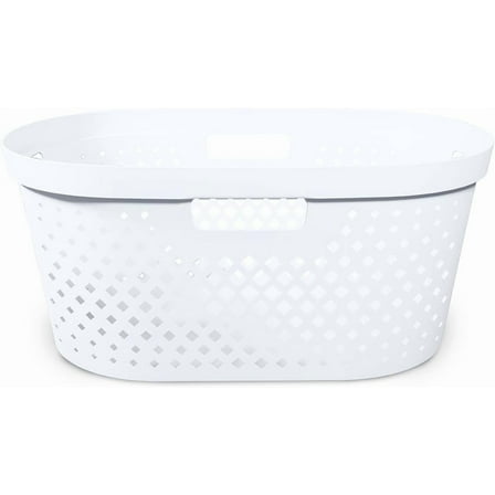 Clorox 1 Bushel White Oval Plastic Laundry Basket with Carry Handles