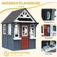 thumbnail image 5 of COCLUB Outdoor Playhouse for Kids Ages 4-8, Wooden Play House with Doorbell, Phone, Kitchen Toys, Outdoor Kids Play Equipment, Casa Para Niñas (45”L x 65”H), Blue, 5 of 10