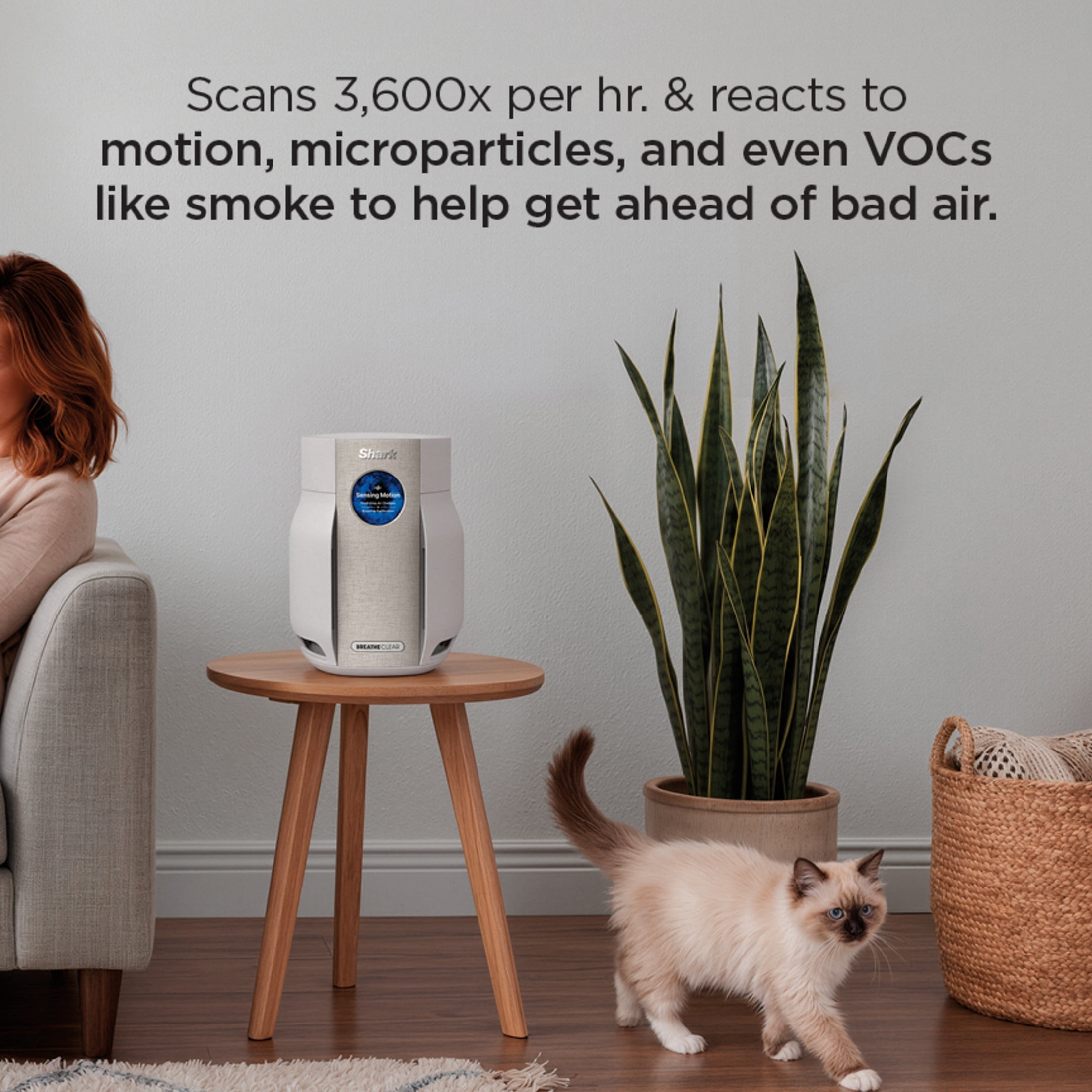 Shark BreatheClear Compact Pro with NeverChange 300 Sq Ft Intelligent Air Purifier, HEPA-Exceeding Filter, Zero Filter Changes For Up To 6 Years, HP062 Dove