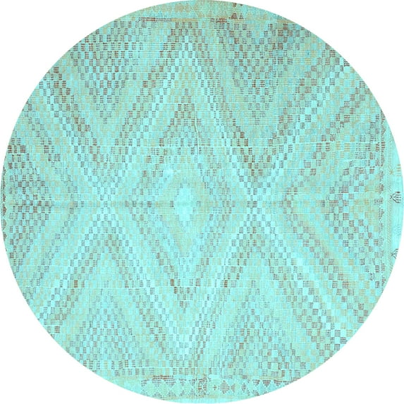 Ahgly Company Indoor Round Southwestern Light Blue Country Area Rugs, 3' Round