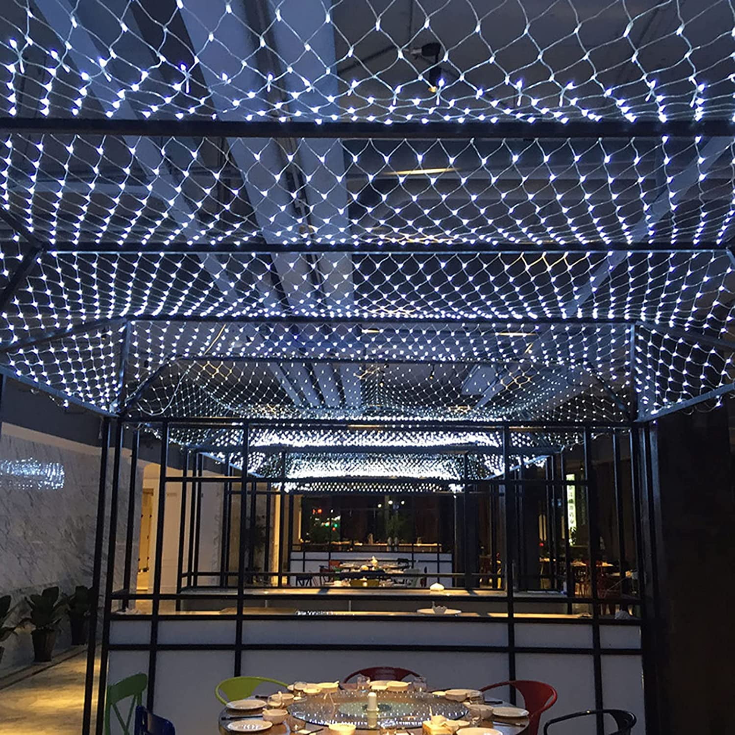 Fairy Mesh Lights Outdoor Connectable 8 Modes Net Light Waterproof Plug String Lights Christmas Net Lights Expandable Garland Lighting for Weddings Bushes Bar Party, Cool White 10ftx6.5ft 200 Led