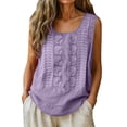 thumbnail image 2 of Womens Tank Tops Summer Cotton Linen Embroidery Casual Blouse Loose Fit Scoop Neck Gauze Boho Shirts, 2XL, 2 of 7