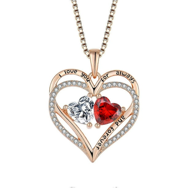 Love necklace for women, light luxury rose gold, twelve birthday stones, heart-shaped pendant necklaceJewelry