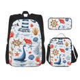 thumbnail image 1 of Disketp Watercolor Nautical Mochila Estampada de Gran Capacidad con Lonchera y Estuche, Set de 3 Piezas para Estudiantes, 1 of 7