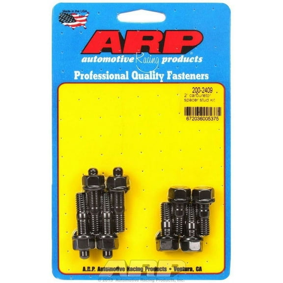 ARP 200-2409 Black Oxide 5/16" Thread 1.250" and 1.700" OAL Carburetor Stud with 2" Moroso Spacer, (Set of 8)