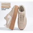 thumbnail image 4 of LUCKY STEP Womens Platform Fashion Sneakers Thick Sole Suede Faux Leather Casual Shoes,Beige, 4 of 11
