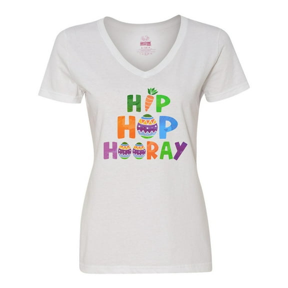 Inktastic Easter Hip Hop Hooray with Eggs and Carrot Women's V-Neck T-Shirt
