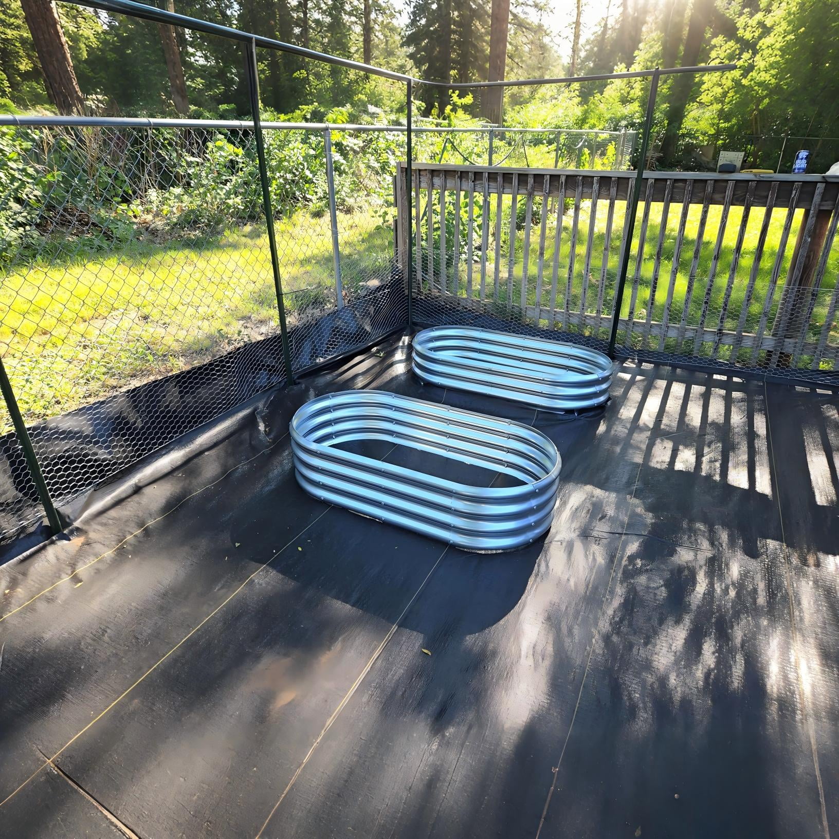 HGD Raised Garden Bed Kit Oval Galvanized Metal 2 Pack 4x2x1 ft