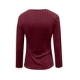 thumbnail image 4 of Long Sleeve Shirts for Women Sexy Sweater V Neck Ribbed Knit Slim Fit Wrap Top 2026 Fall Casual Fashion Clothes Wine S, 4 of 5