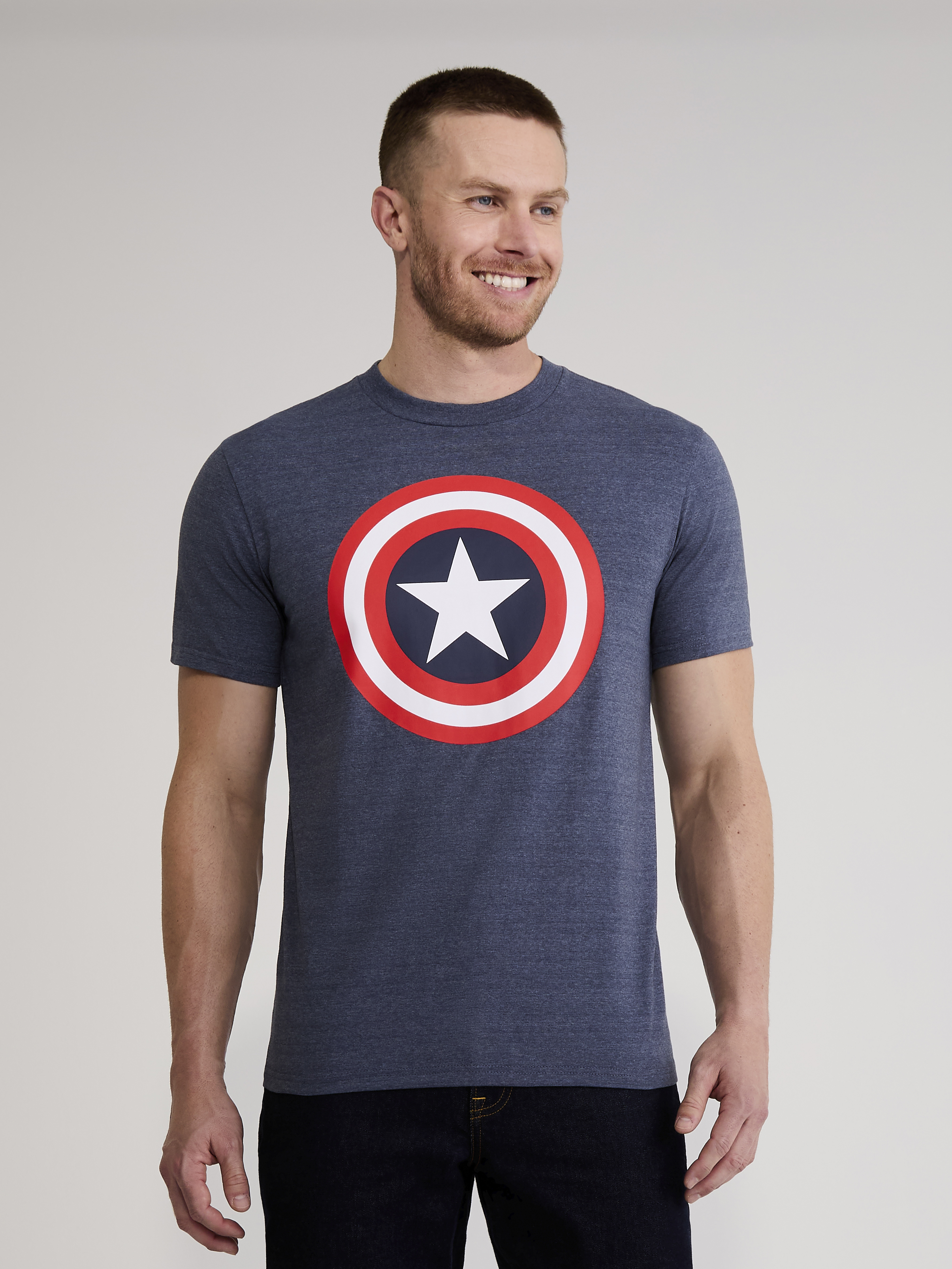 Marvel Captain America Men's & Big Men's Classic Shield Logo Graphic Tee Shirt, Sizes S-3XL