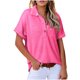 thumbnail image 1 of mfyjkho Tops Bohemios Para Mujer, Blusa Lisa De Manga Corta Con Cuello Vuelto Y Holgada Informal De Verano Para Mujer Tops Para Hacer Ejercicio Para Mujer Xxl, 1 of 7