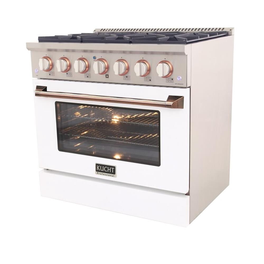 Pemberly Row 36" Stainless Steel Propane Gas Range in Silver/White