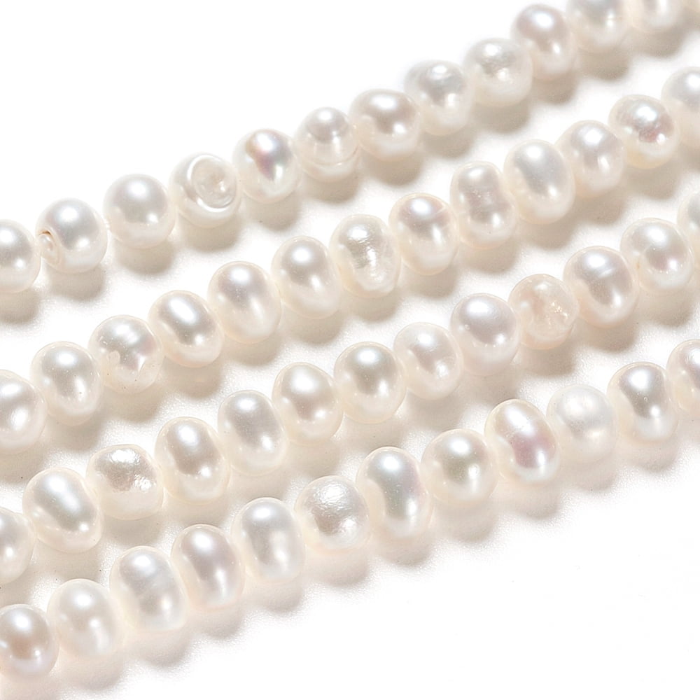 6strands Natural Cultured Freshwater Pearl Beads Strands Rondelle White 4~5x4mm Hole: 0.5mm about 51pcs/strand 7.68 inch(19.5cm)