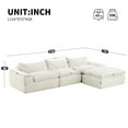 thumbnail image 2 of 116" Oversized Modular Sectional Sofa, Chenille Cloud Couch with Movable Ottoman, 4 Seat L-Shaped Sofa with Double Layer Support, No Assembly Required, White, 2 of 8