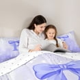 thumbnail image 5 of jejeloiu Purple Monogrammed PFull Size Comforter Sets,Ribbon Bowknot Bow Bedding Sets For Girls Teens Reversible 3pcs, 5 of 8