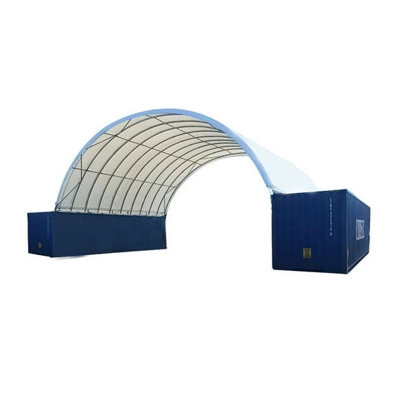 40' x 20' x 6.6' Replacement Roof Cover for 20' Single Truss Shipping Container Shelter - 21 Oz 610 GSM PVC White Cover Storage Container Roof with No End Walls - Durable