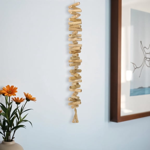 HomeRoots 571112 40 in. Brown Wood Rods & Rope Decorative Tassel