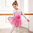 thumbnail image 5 of Ruyang Kids Gymnastics Dance Leotard Sets Girls Long Sleeve Gradient Ballet One‑Piece Shiny Performance Tulle Skirt 5-12 Years, 5 of 9
