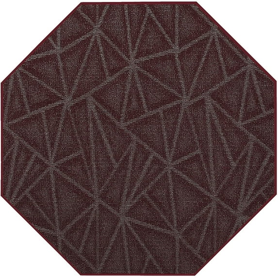 Indoor Outdoor custom size area rugs made in USA pattern Geometrical comes in Ten colors and Nine shapes rectangular,round,square,runners,oval,octagon,half round - Burgundy, 2' Octagon Area Rugs
