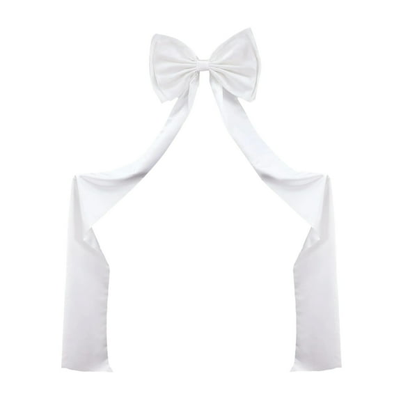 HomeDM 18.5" X 74.8" Large Christmas Tree Topper Bows White Xmas Tree Bows Ornaments for Fireplace Indoor Outdoor Holiday Wedding Party Wreath Home Decor