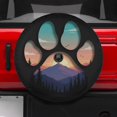 thumbnail image 2 of Lotusprinthandmade Dog Paw Mountain Scene Spare Tire Cover With Backup Camera Hole 6 Sizes (32 in.), dog paw tire cover, mountain landscape design, 2 of 6
