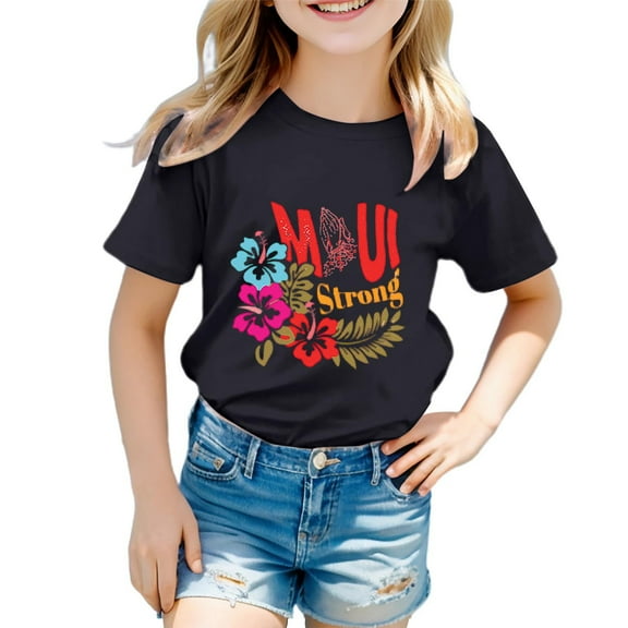 Toddler Girls T-Shirts Flower Print Round Neck Short Sleeve Top Kids Girls Summer Outdoor Play And Casual Events Tees,3 -4 Years