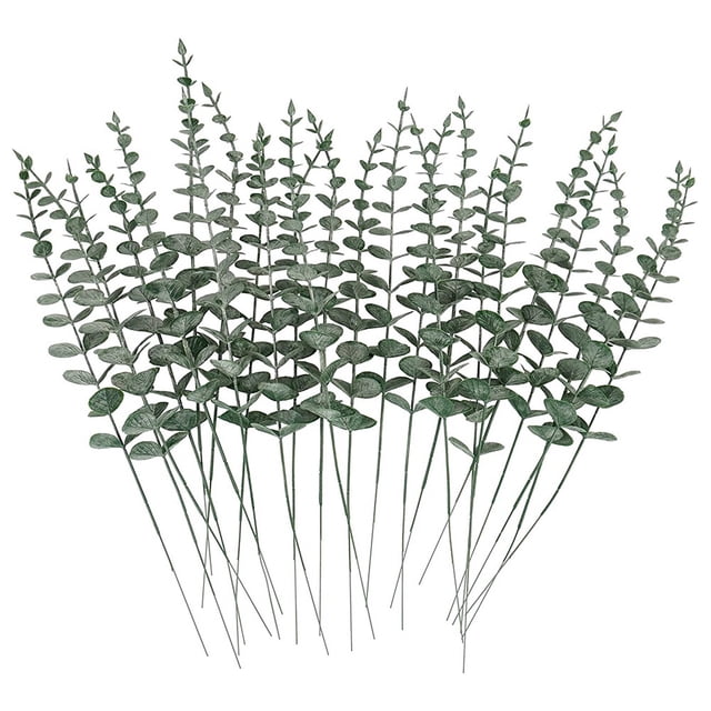 30 Piezas de Tallos de Eucalipto Artificiales, DecoracióN de Hojas de Eucalipto de Granja para Centro de Mesa de Boda, Arreglo de Flores para el Hogar