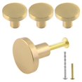 thumbnail image 1 of Jiozermi Paquete de 4 perillas de gabinete de 1 pulgada con tornillos de montaje, perillas de cajón de latón macizo, perillas redondas para cómoda, tiradores para cajones, manijas para cajones, 1 of 7