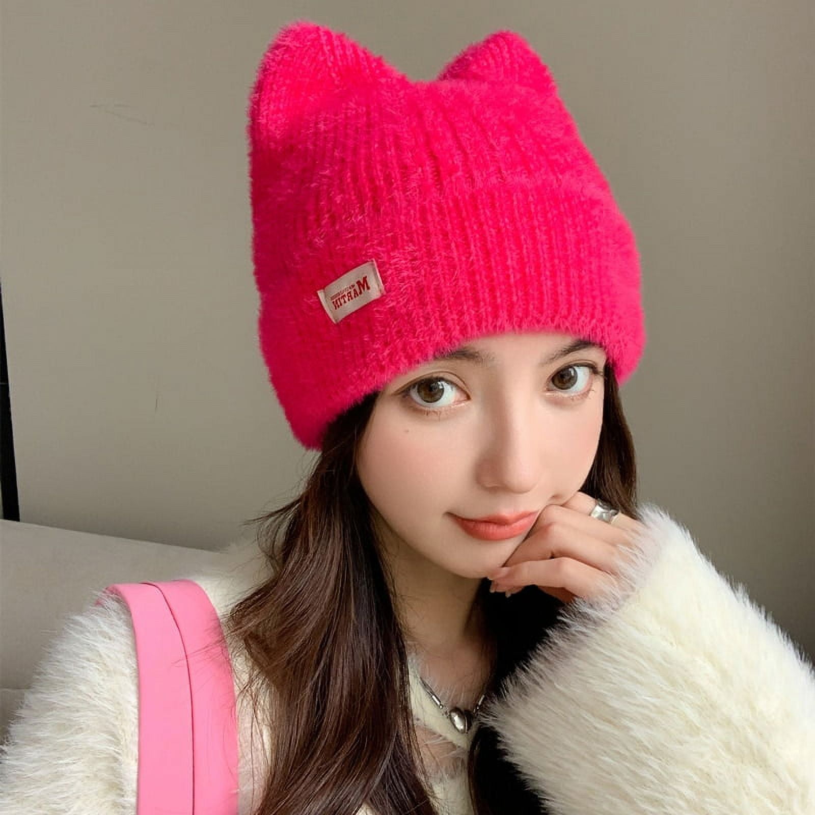 Women Cute Cat Ear Earflap Winter Hat Fashion Faux Fur