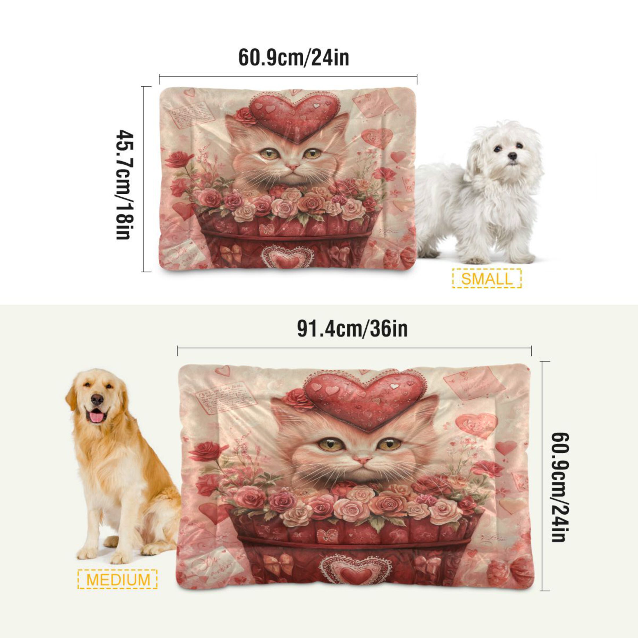 Qxltty Red Basket Cat Ped Pad Wear-resistant and Hard to Bite Through Sleeping Pad for Small Medium Large Dogs Winter Pet Bed 36×24in