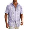 thumbnail image 4 of Havenx Shirts for Men Short Sleeve Floral Print Shirts Button Down Collared Top Hawaiian Casual Stylish Beach Summer Clothing,Light Purple S, 4 of 4