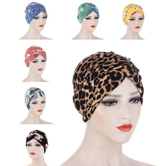 Cheers.US Women Girls Fashion Soft Anti-slip Hat Flower Print Headscarf No Fading Milk Fiber Fabric Headwrap