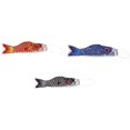 thumbnail image 1 of 3 piezas de bandera japonesa de pez koi, carpa japonesa Koinobori, pancarta tradicional para niños Rojo 55cm Azul 70cm Negro 100cm, 1 of 9