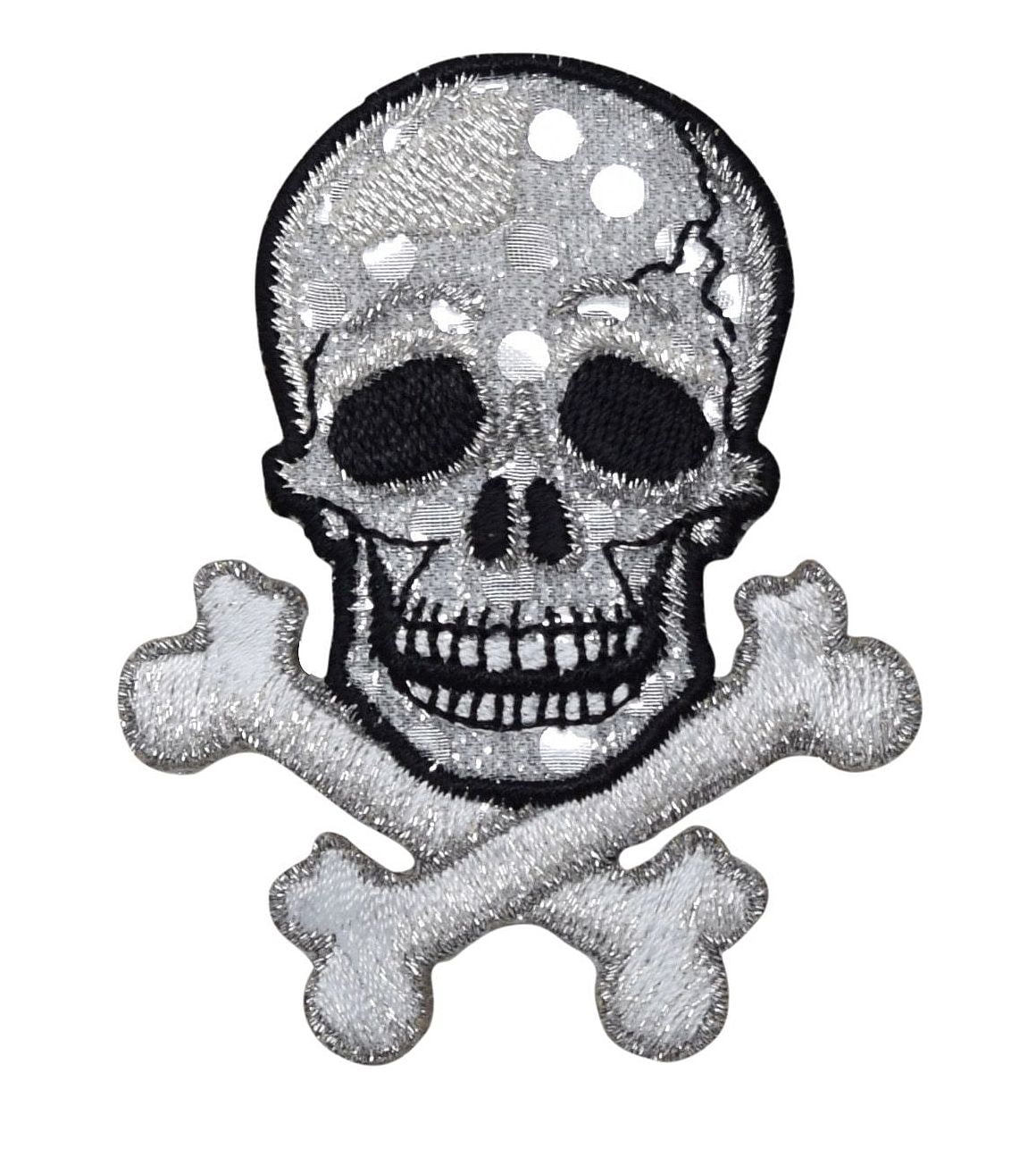 #2185IR Small Girl Skull Crossbone Skeleton Embroidered Sew Iron on Patch Badge 