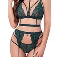thumbnail image 3 of Gibobby Tangas de mujer sexy encaje Día de San Valentín Conjunto de lencería de color sólido con liga de encaje con extraíble Conjunto de sujetador y bragas con tiras Sin(Verde, CH), 3 of 4
