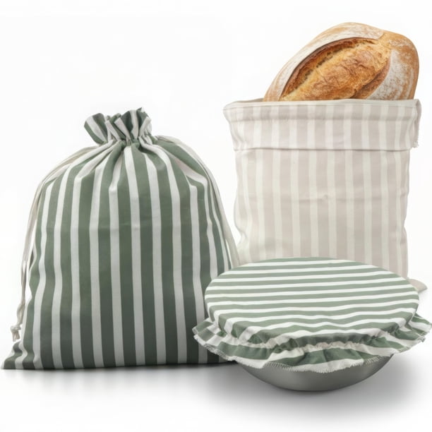 Set de bolsas para pan KIBAGA de lino reutilizable con cubierta para fermentación